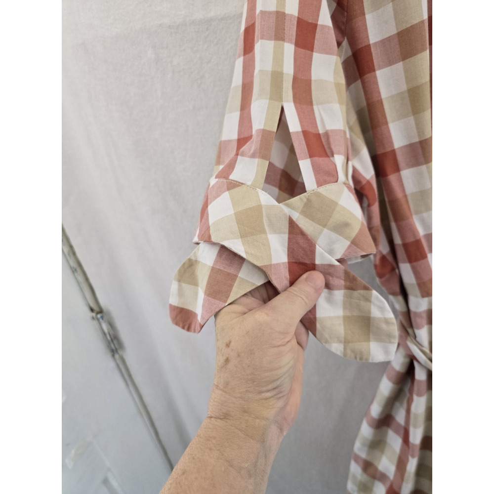 Calvin Klein Red/tan Plaid Country Style Fit/ Flair S Sleeve Dress. Ladies 14 - Picture 4 of 11